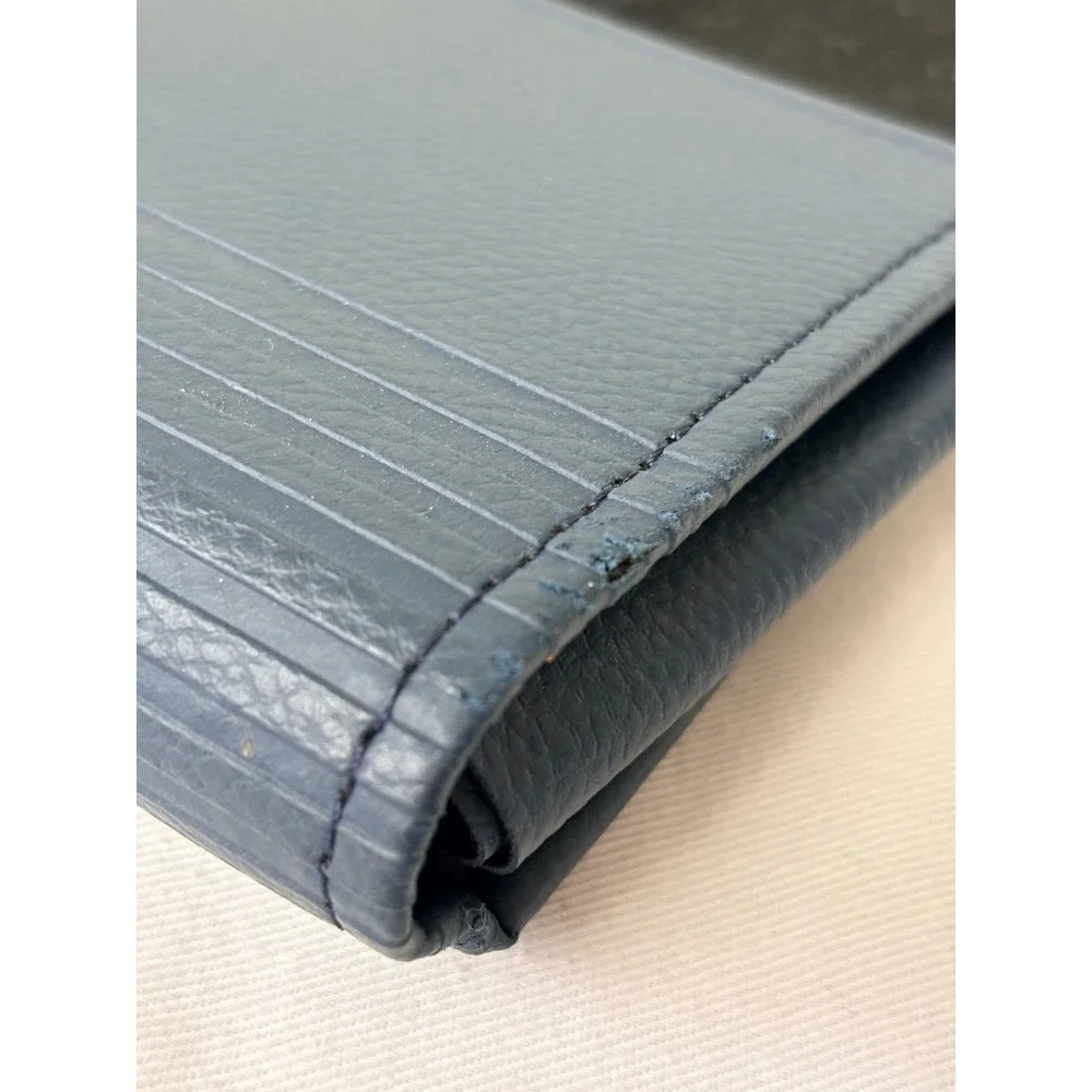 Land Rover Navy Blue Textured Leather Document Holder Long Wallet Embossed Logo